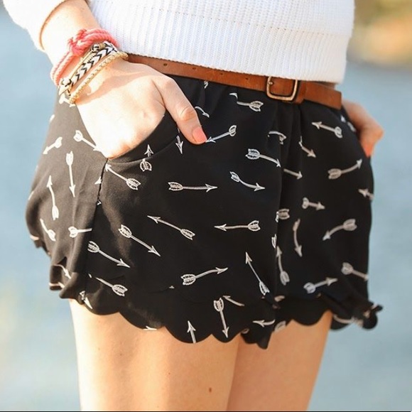 Anthropologie XS Scallop Arrow Shorts Black - Picture 3 of 5